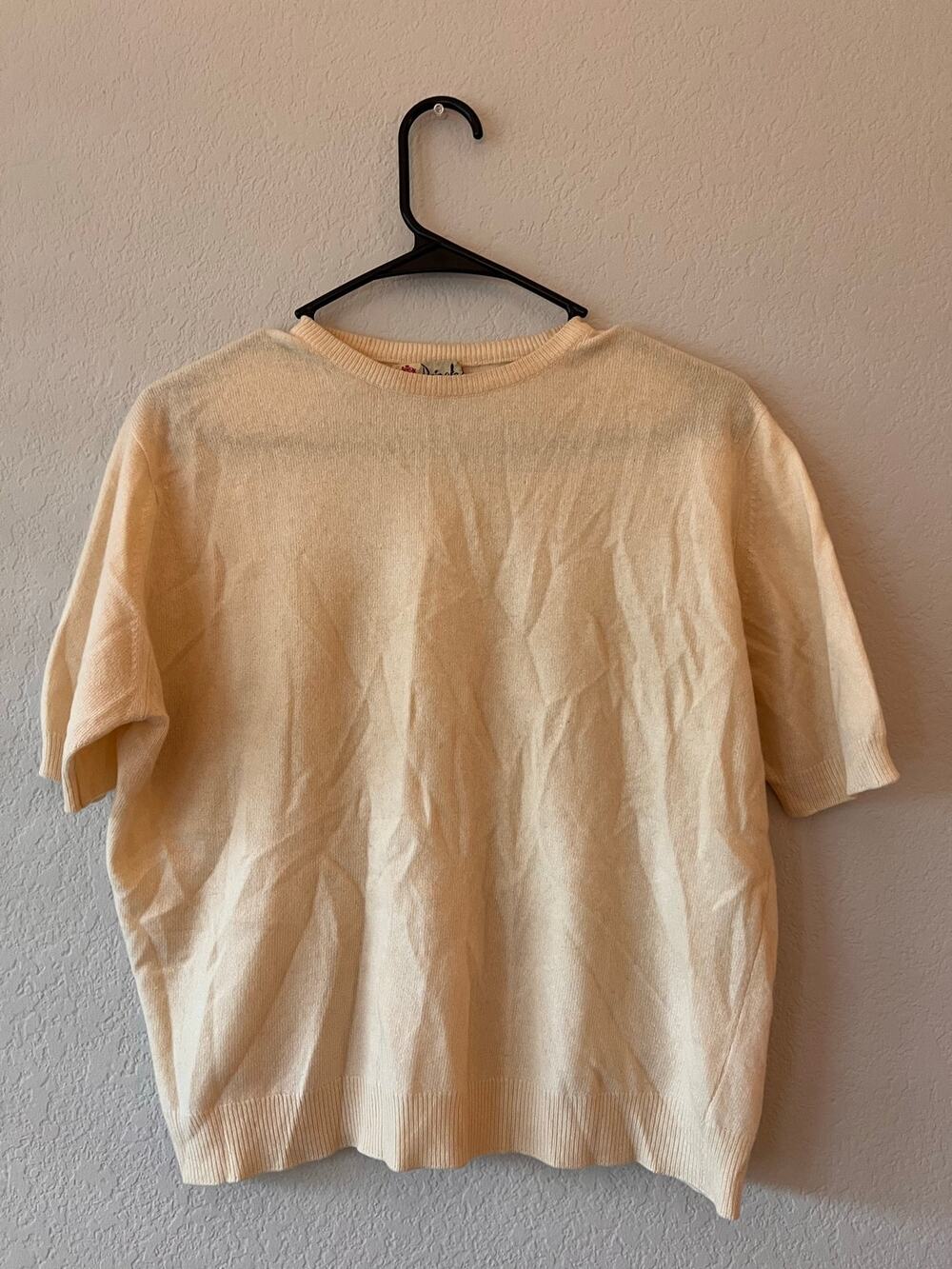 Vintage 70s Pringle of Scotland 100% Cashmere Cream Sweater Made in Scotland